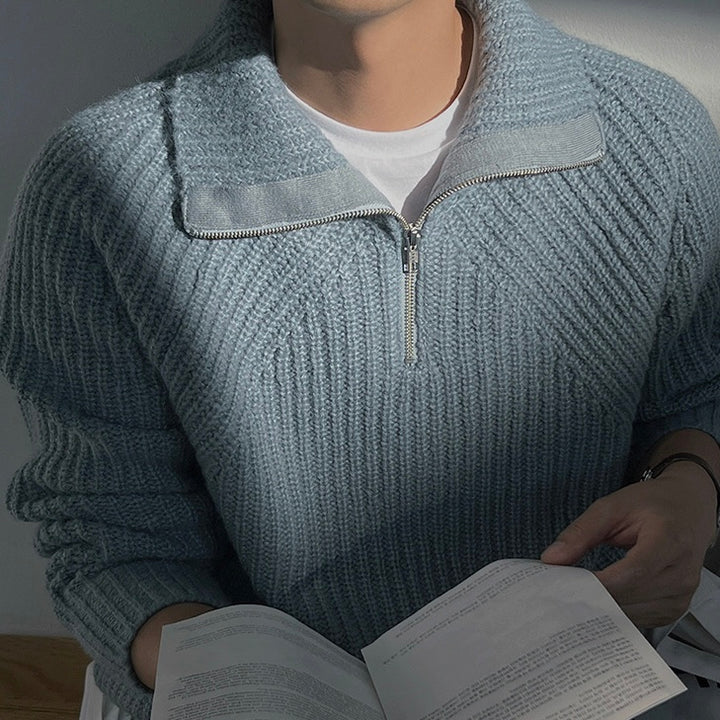 Laurent™ | Pull Azure à quart de zip