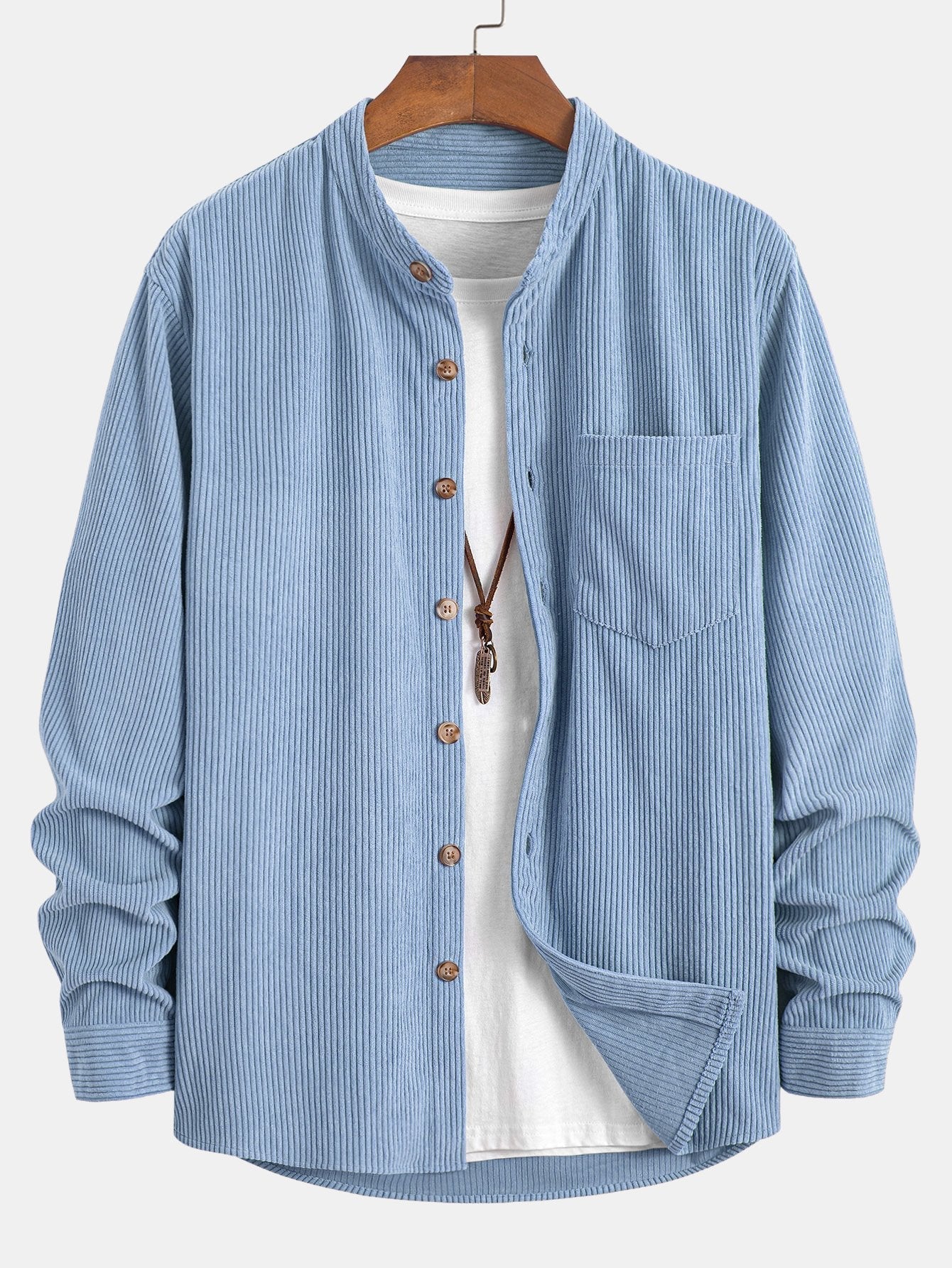 Laurent™ - Chemise en velours côtelé à col montant