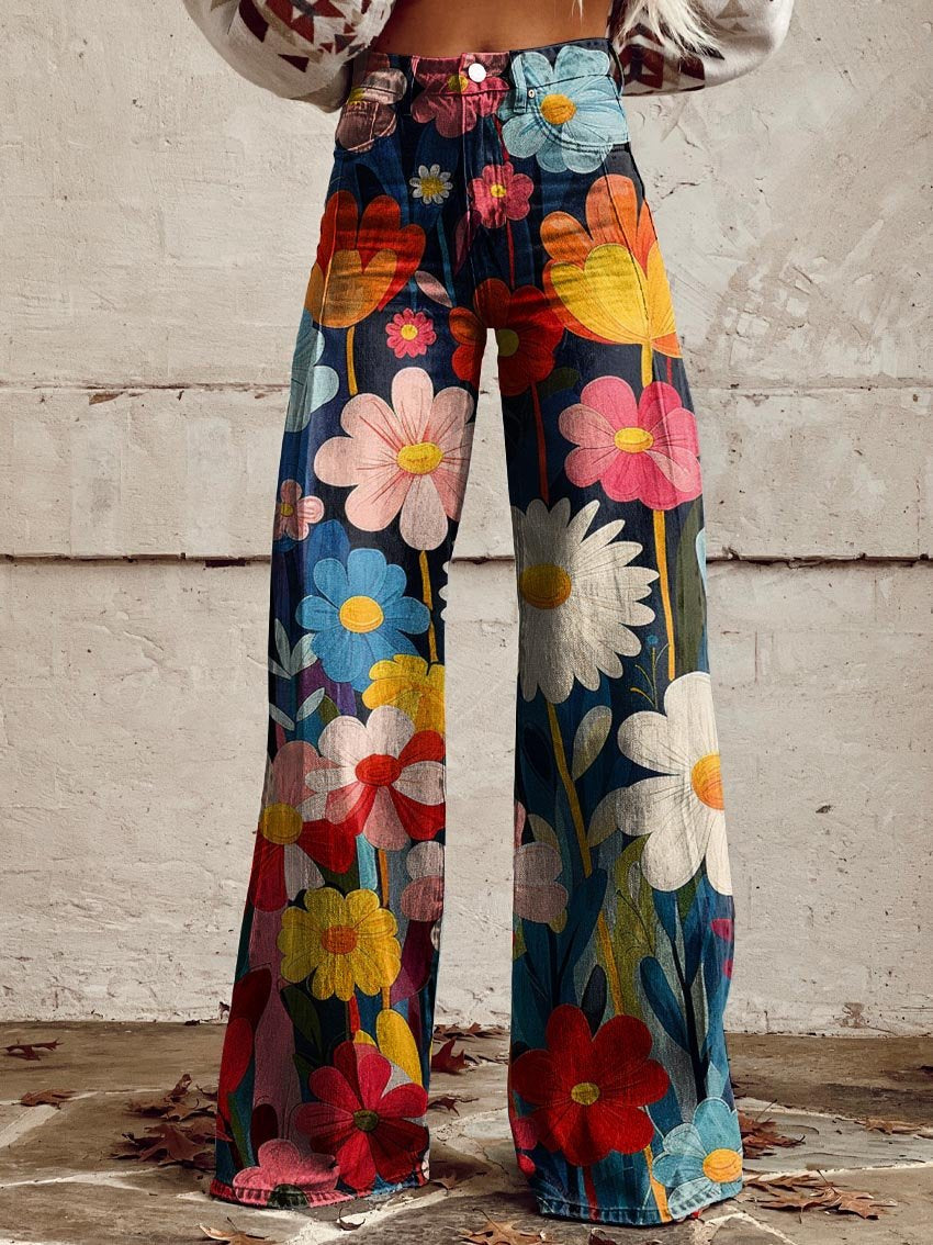 LÉNA | Pantalons Amples à Fleurs Élégants et Modernes