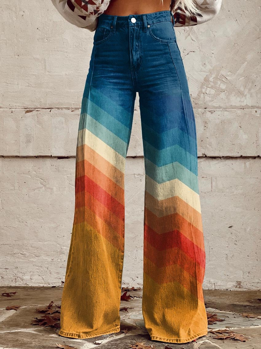 LÉA | Pantalons Rétro à Zigzag Élégants et Modernes