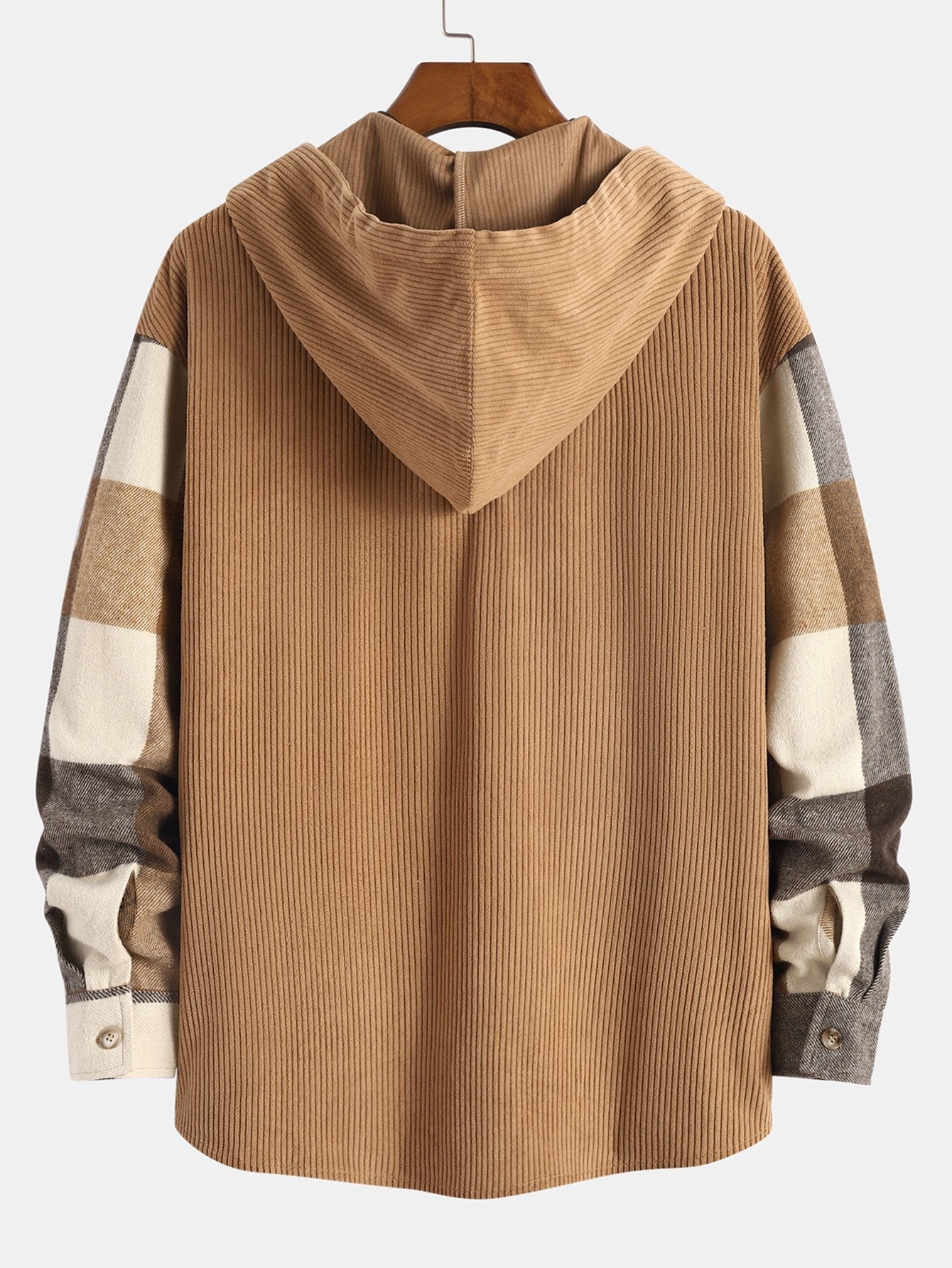 Laurent™ - Chemise à capuche en flanelle et patchwork velours côtelé