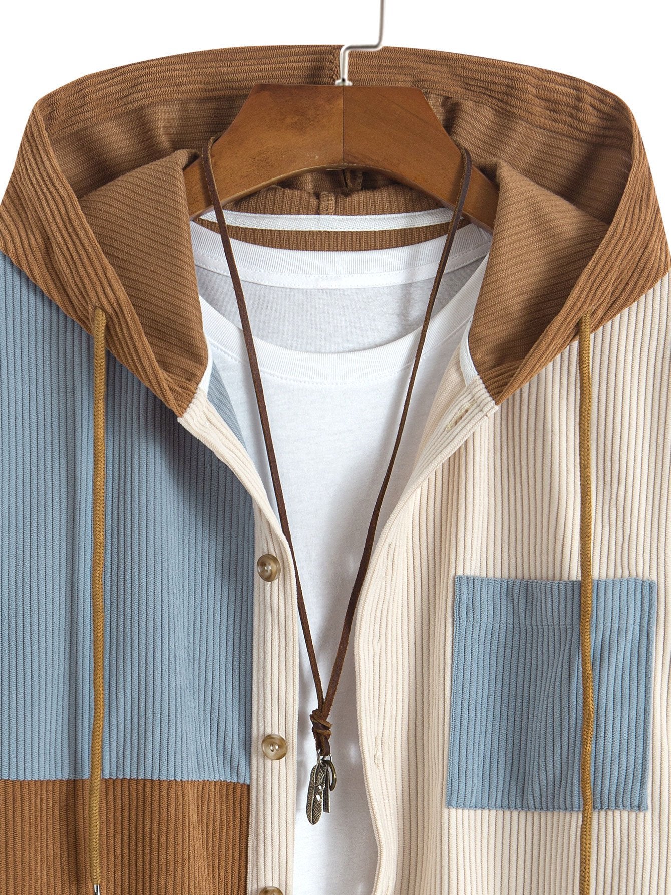 Laurent™ - Chemise à capuche en corduroy colorblock