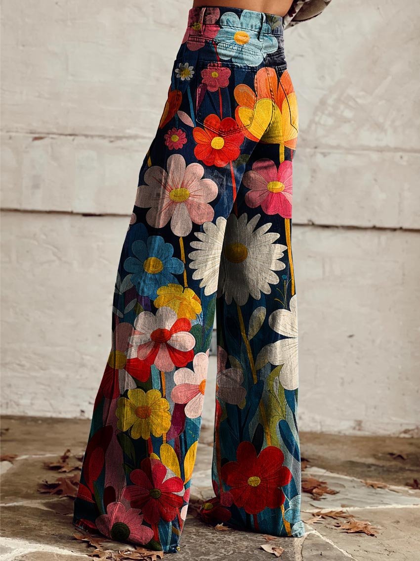 LÉNA | Pantalons Amples à Fleurs Élégants et Modernes