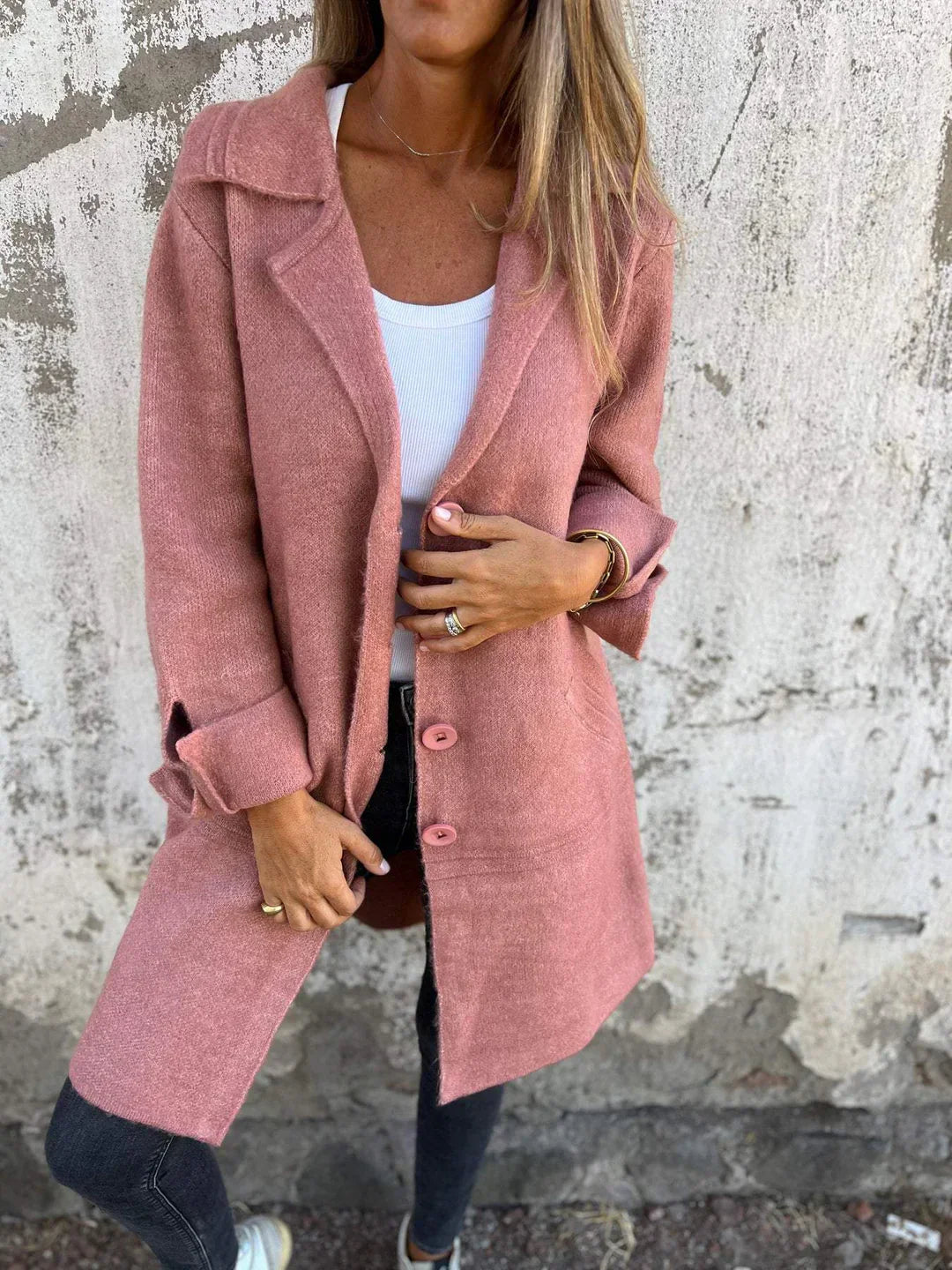 Amélie - Manteau casual en laine avec revers