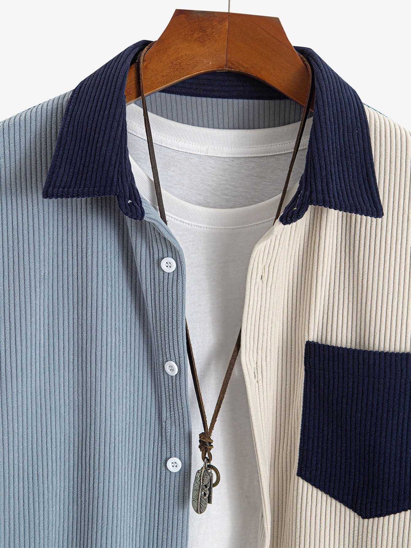 Laurent™ - Chemise en velours côtelé patchwork