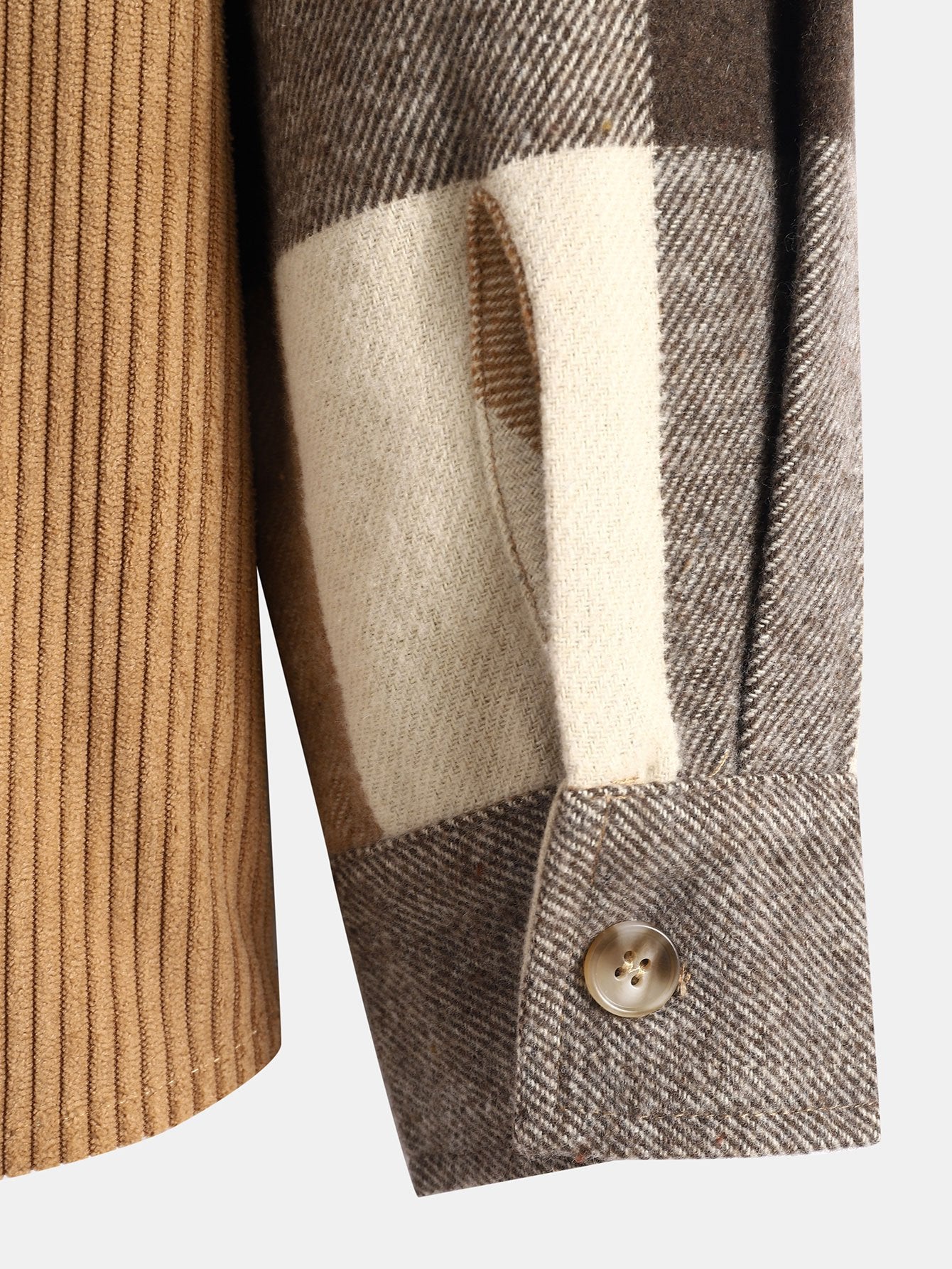 Laurent™ - Chemise à capuche en flanelle et patchwork velours côtelé