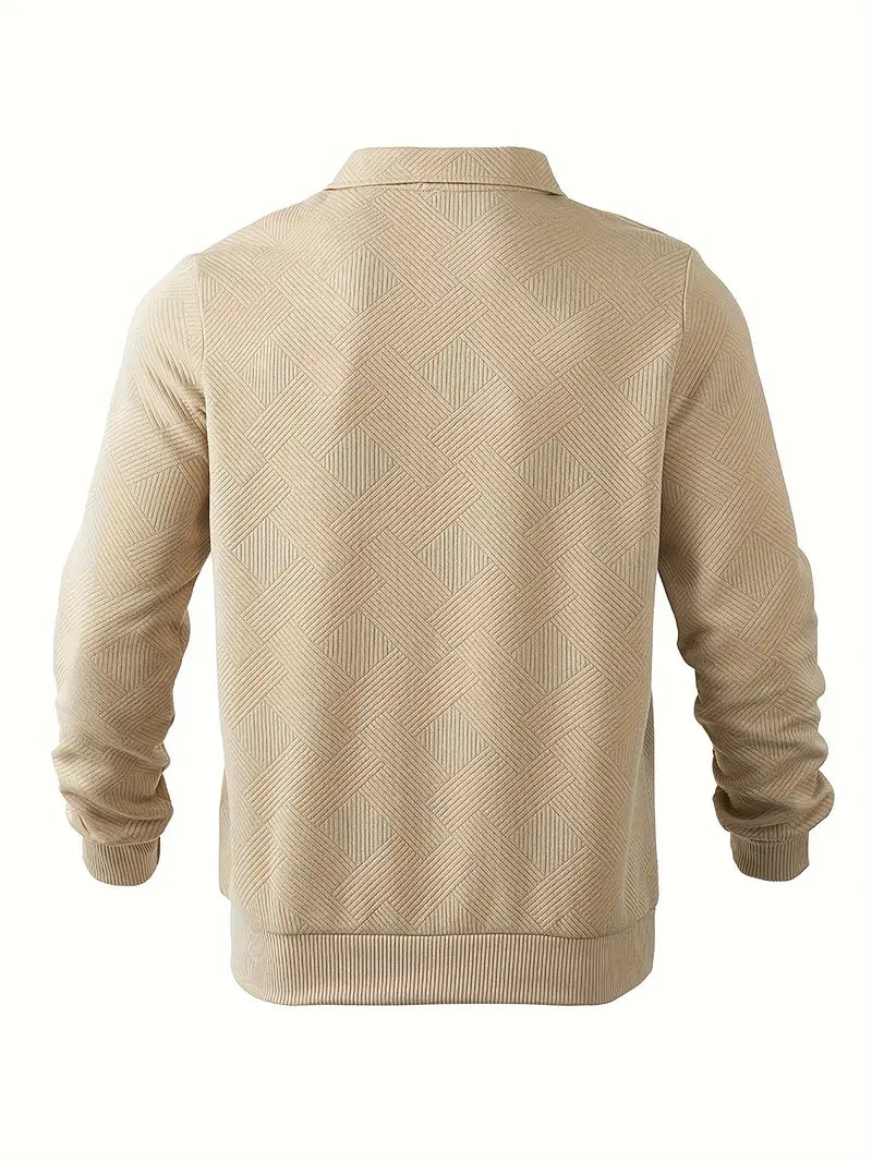 Elliot - Retro Zip-Up Sweater with Geometric Design