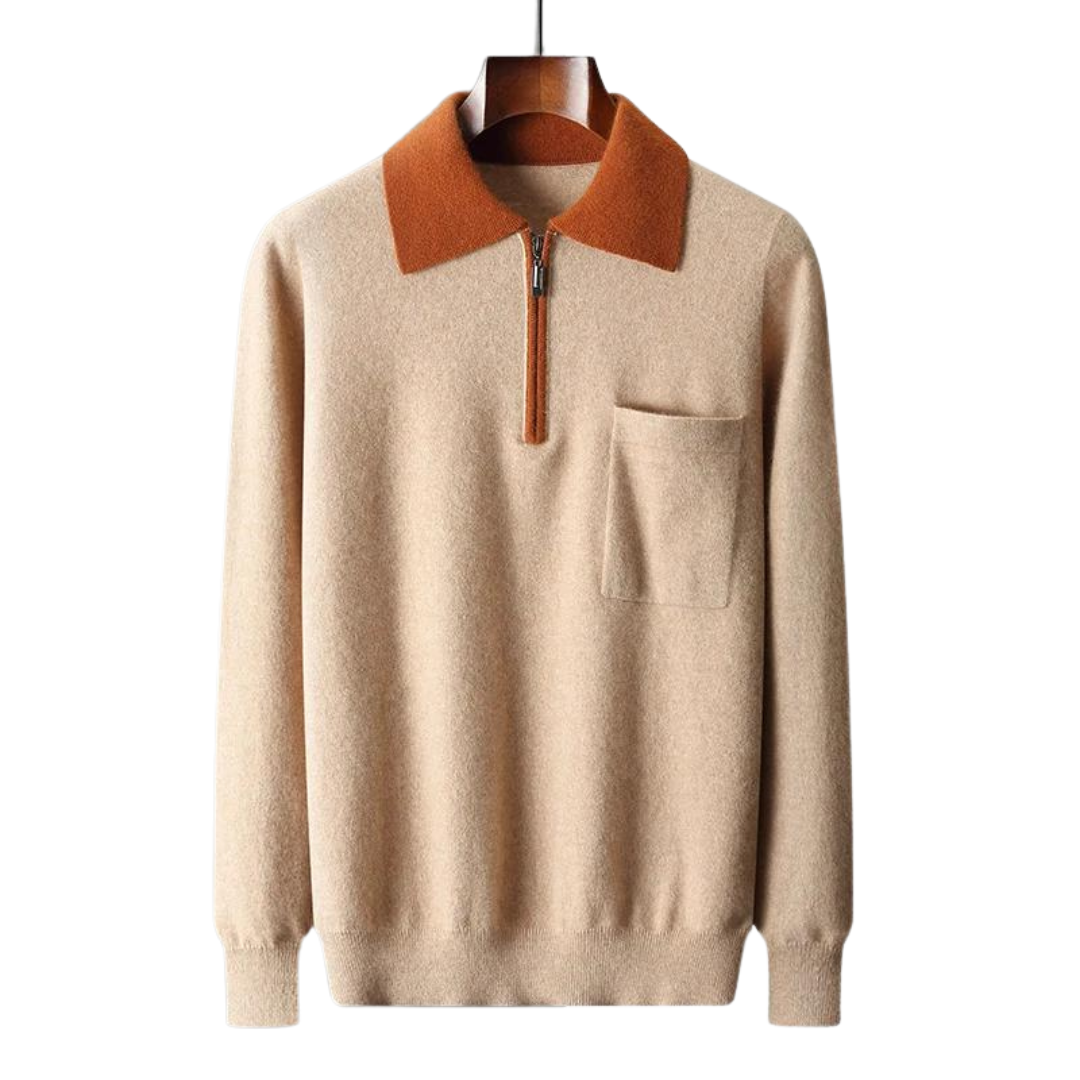 Laurent™ | POLO 100% CACHEMIRE ZIPPÉ